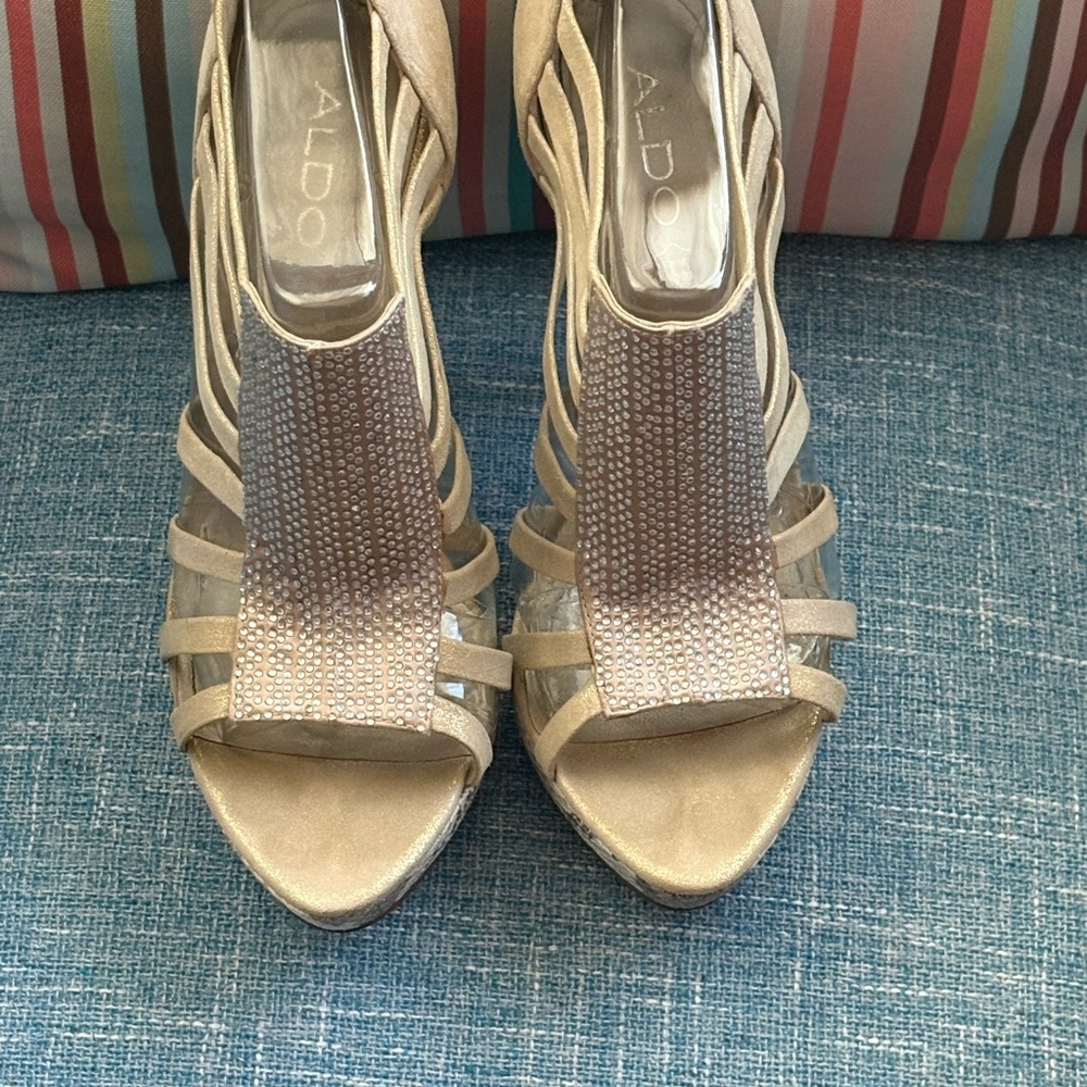 Aldo Metallic Gold Strappy Heels